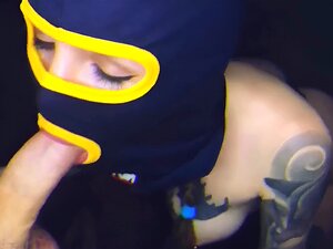 Ideal Lady In Mask Make Deep Throat And Hand Job Ample Pipe After Soiree Porn