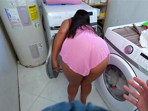 Persistent MILF stepmom Armani Dream sucked her stepson off in the laundry room when he came in to get some clothes washed! He thought this was completely wrong once she got down on her knees but did not stop her sucking and titty fucking him!