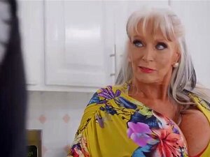 Large tited golden-haired stepmother i'd like to fuck in underware is riding a youthful guy’s huge knob, during the time that in the kitchen