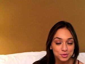 Watch this HOT brunette 18 yr old inhale a 8 inch dick