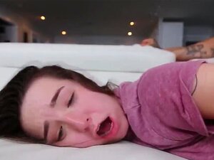 Petite cutie gags on dick before rough sex