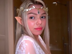 Creampied a pretty girl in an elf costume pov. cutie blonde sexy girl in an elf costume gave him a blowjob, then got fucked in doggystyle and in missionary tull he filled her up with cum.